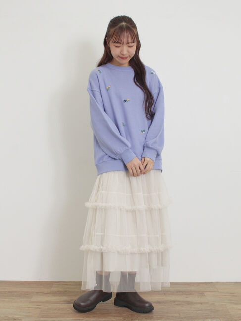 Samansa Mos2「小花刺繍スウェット」|Tシャツ・カットソー|