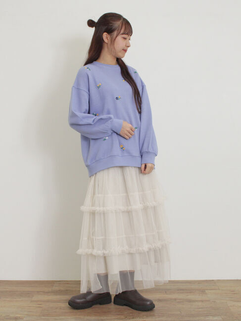 Samansa Mos2「小花刺繍スウェット」|Tシャツ・カットソー|