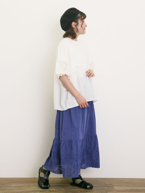 Samansa Mos2「袖レースギャザーカットソー」|Tシャツ・カットソー|