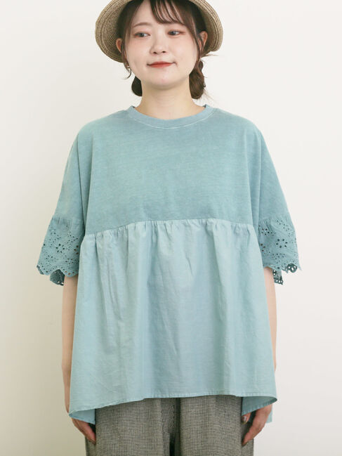 Samansa Mos2「袖レースギャザーカットソー」|Tシャツ・カットソー|