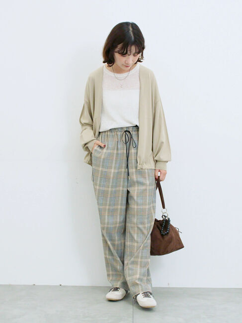 Samansa Mos2 blue「裾ドロストニットカーディガン」|カーディガン|