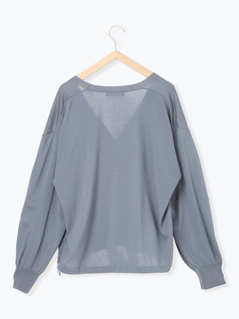 Samansa Mos2 blue「裾ドロストニットカーディガン」|カーディガン|