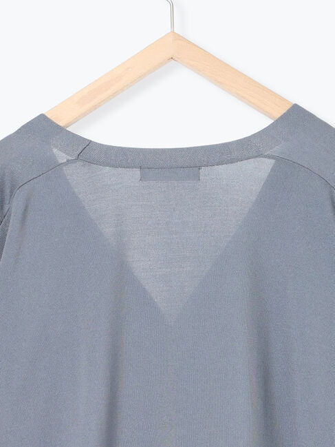 Samansa Mos2 blue「裾ドロストニットカーディガン」|カーディガン|