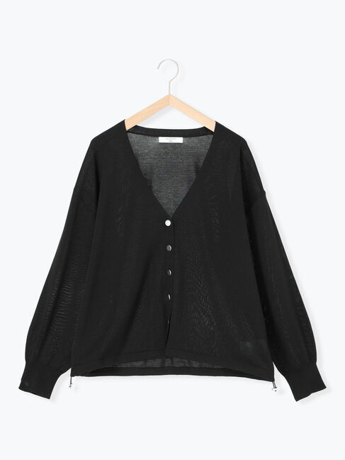 Samansa Mos2 blue「裾ドロストニットカーディガン」|カーディガン|