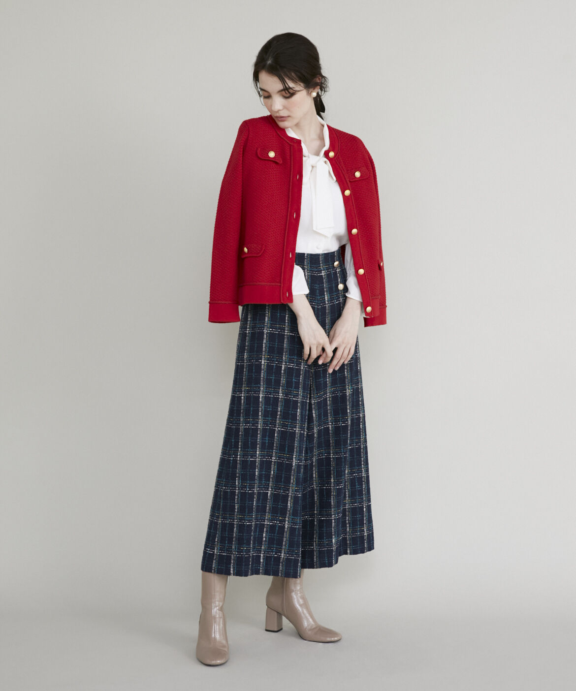 Maglie le cassetto「ツイード風二ットジャケット」|カーディガン|