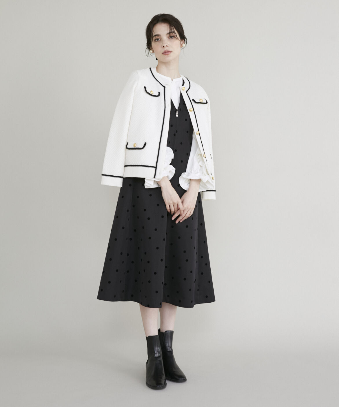 Maglie le cassetto「ツイード風二ットジャケット」|カーディガン|