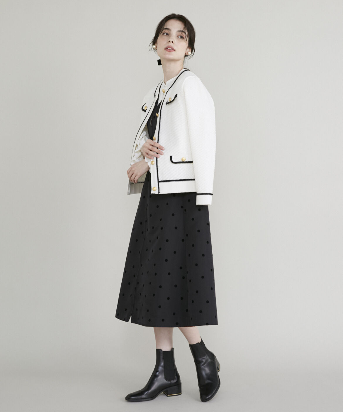 Maglie le cassetto「ツイード風二ットジャケット」|カーディガン|