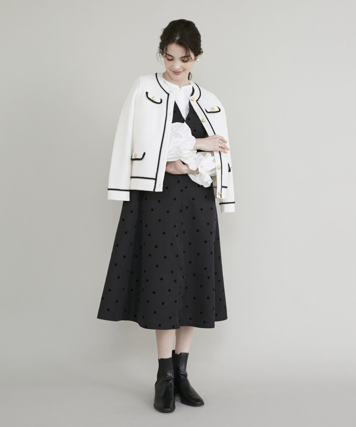 Maglie le cassetto「ツイード風二ットジャケット」|カーディガン|