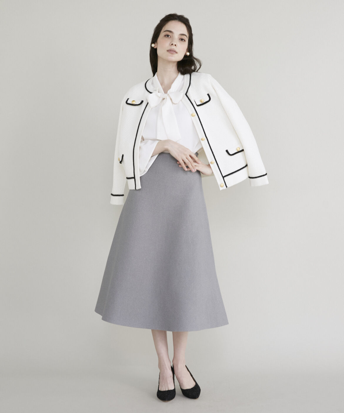 Maglie le cassetto「ツイード風二ットジャケット」|カーディガン|