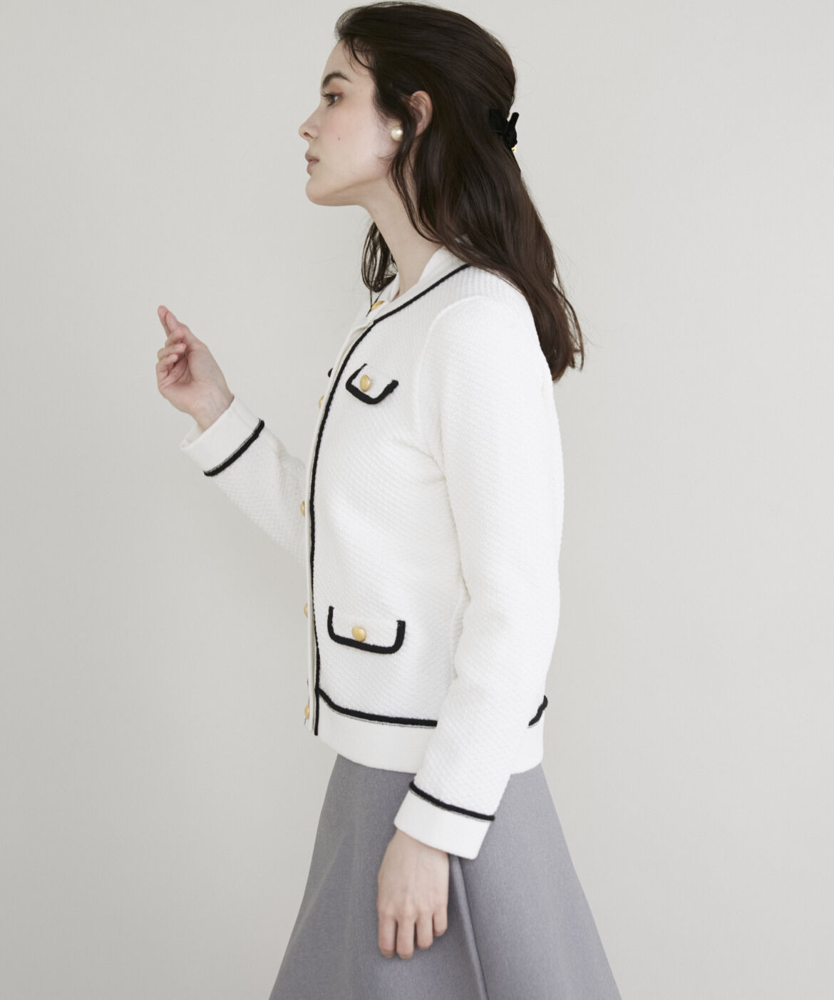 Maglie le cassetto「ツイード風二ットジャケット」|カーディガン|