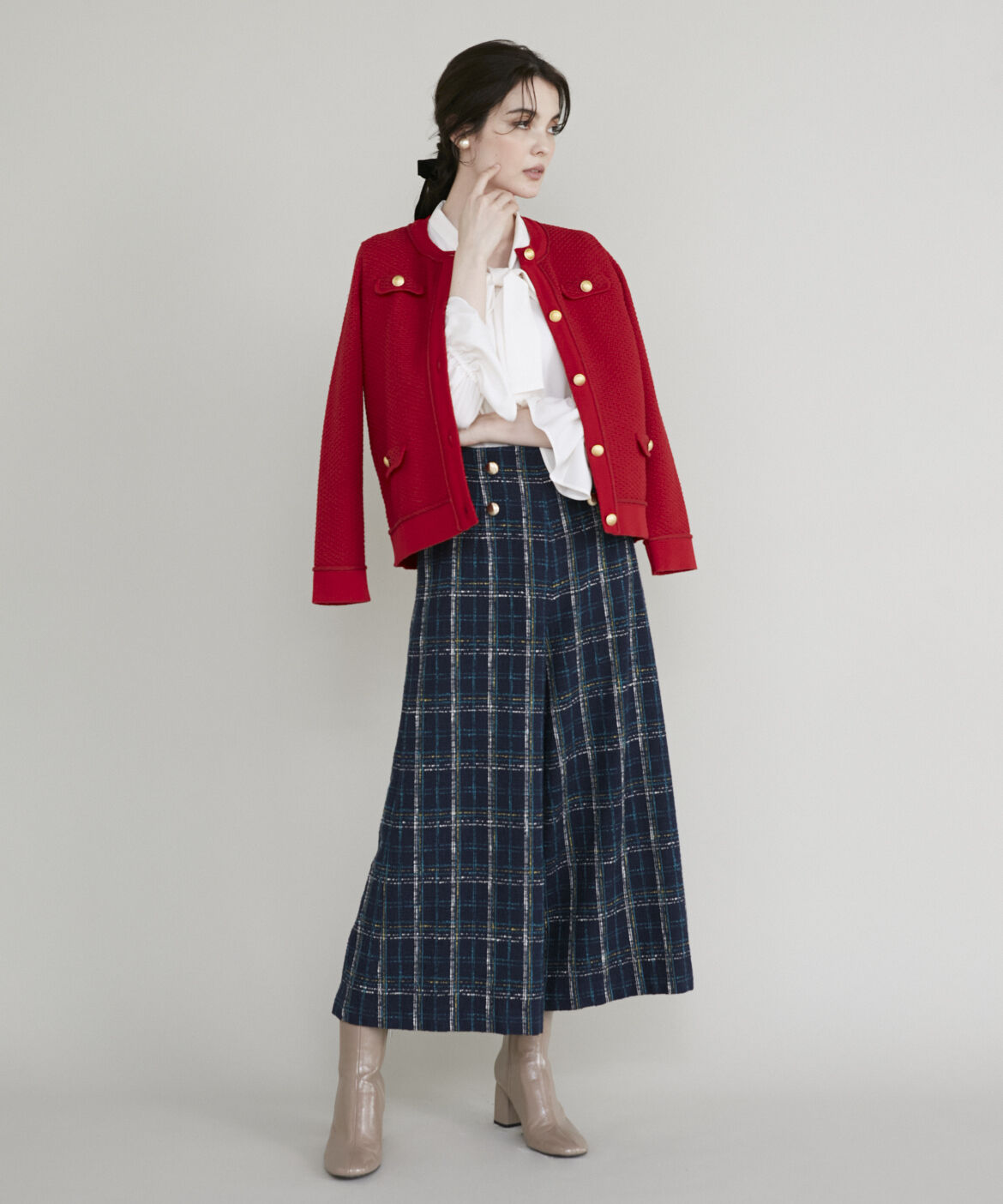 Maglie le cassetto「ツイード風二ットジャケット」|カーディガン|