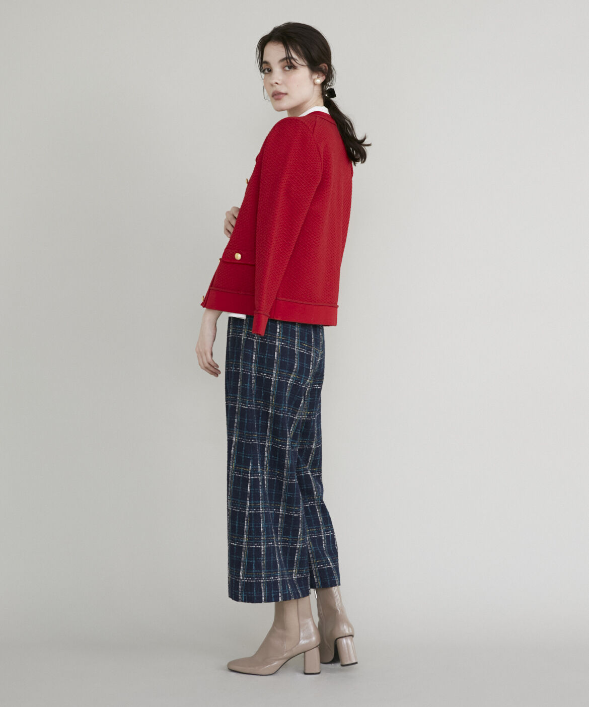 Maglie le cassetto「ツイード風二ットジャケット」|カーディガン|