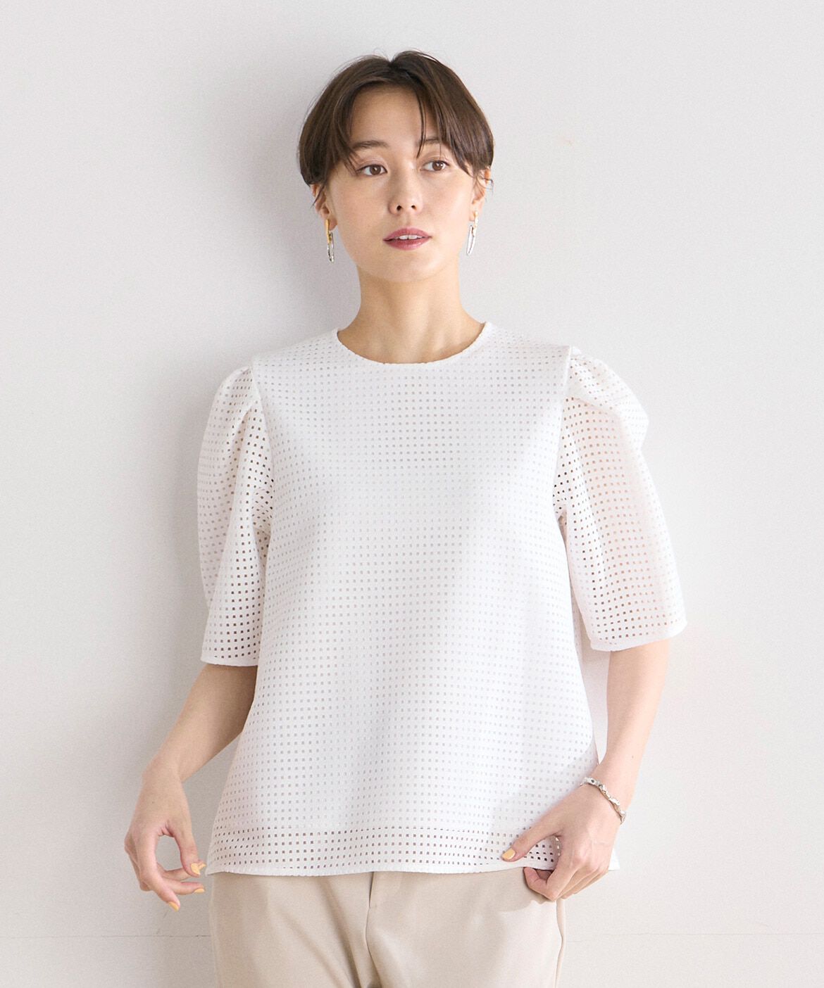 7-IDconcept.「ラッセルレースブラウス」|シャツ・ブラウス|オフホワイト1