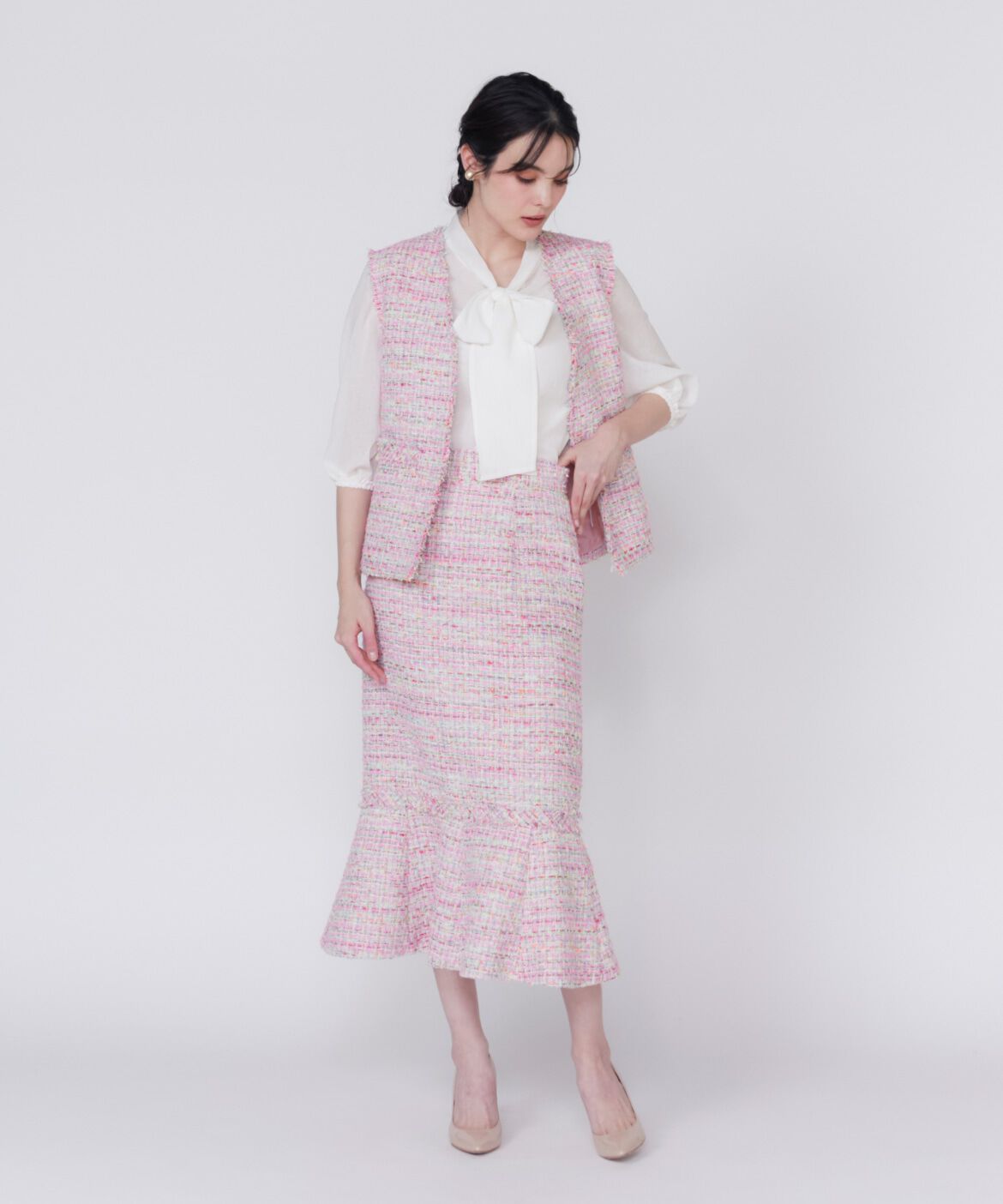 Maglie le cassetto「《大きいサイズ》シアーボウタイブラウス」|シャツ・ブラウス|