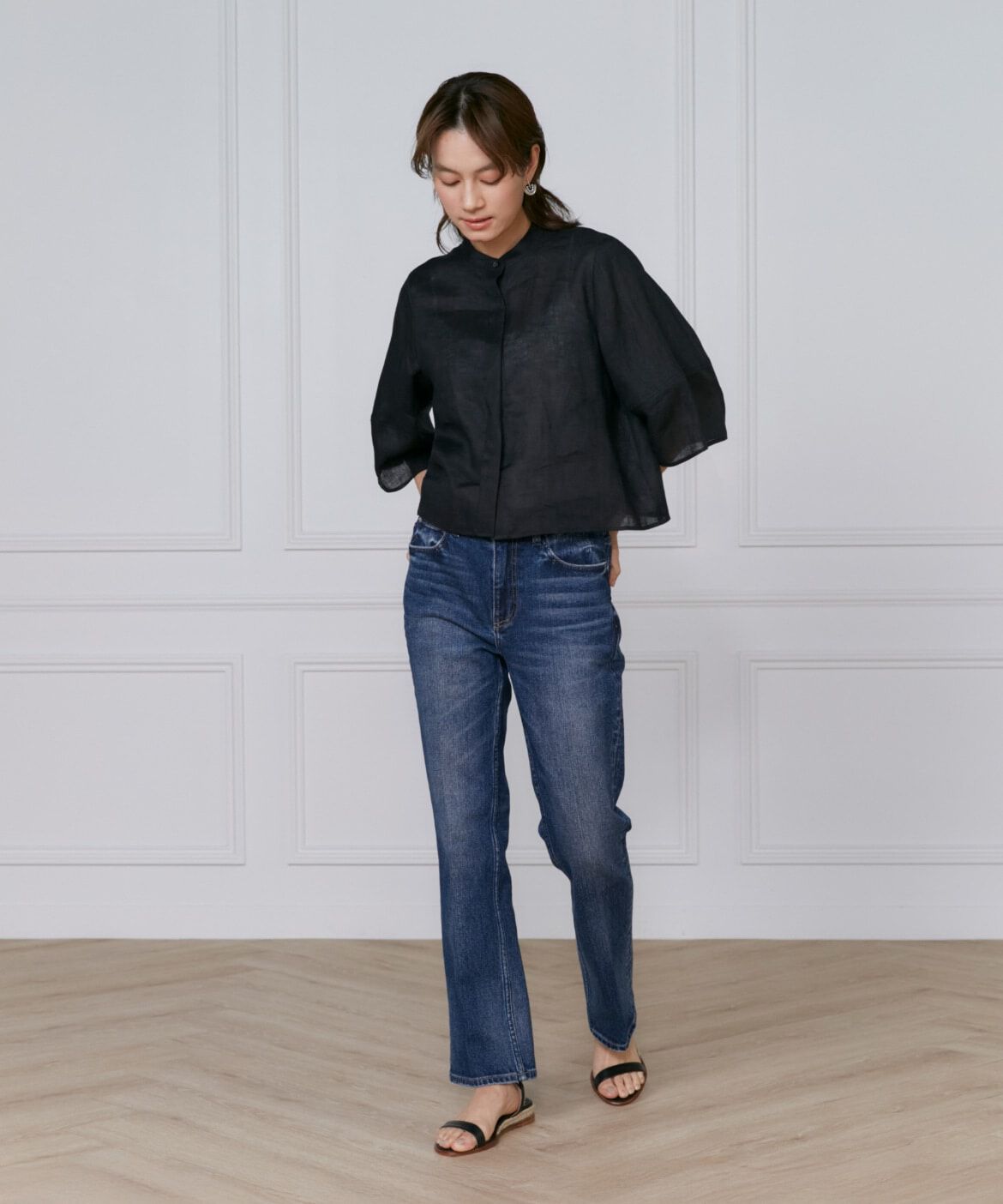 INED「《大きいサイズ》リネンコクーンスリーブブラウス」|シャツ・ブラウス|