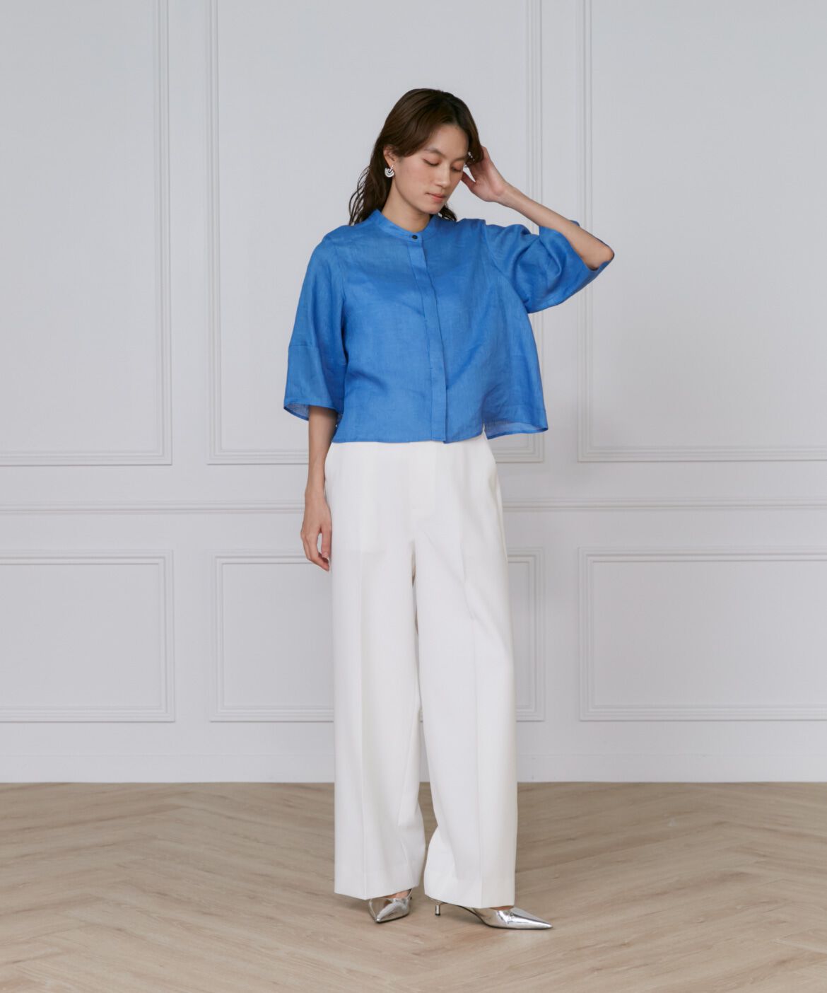 INED「《大きいサイズ》リネンコクーンスリーブブラウス」|シャツ・ブラウス|