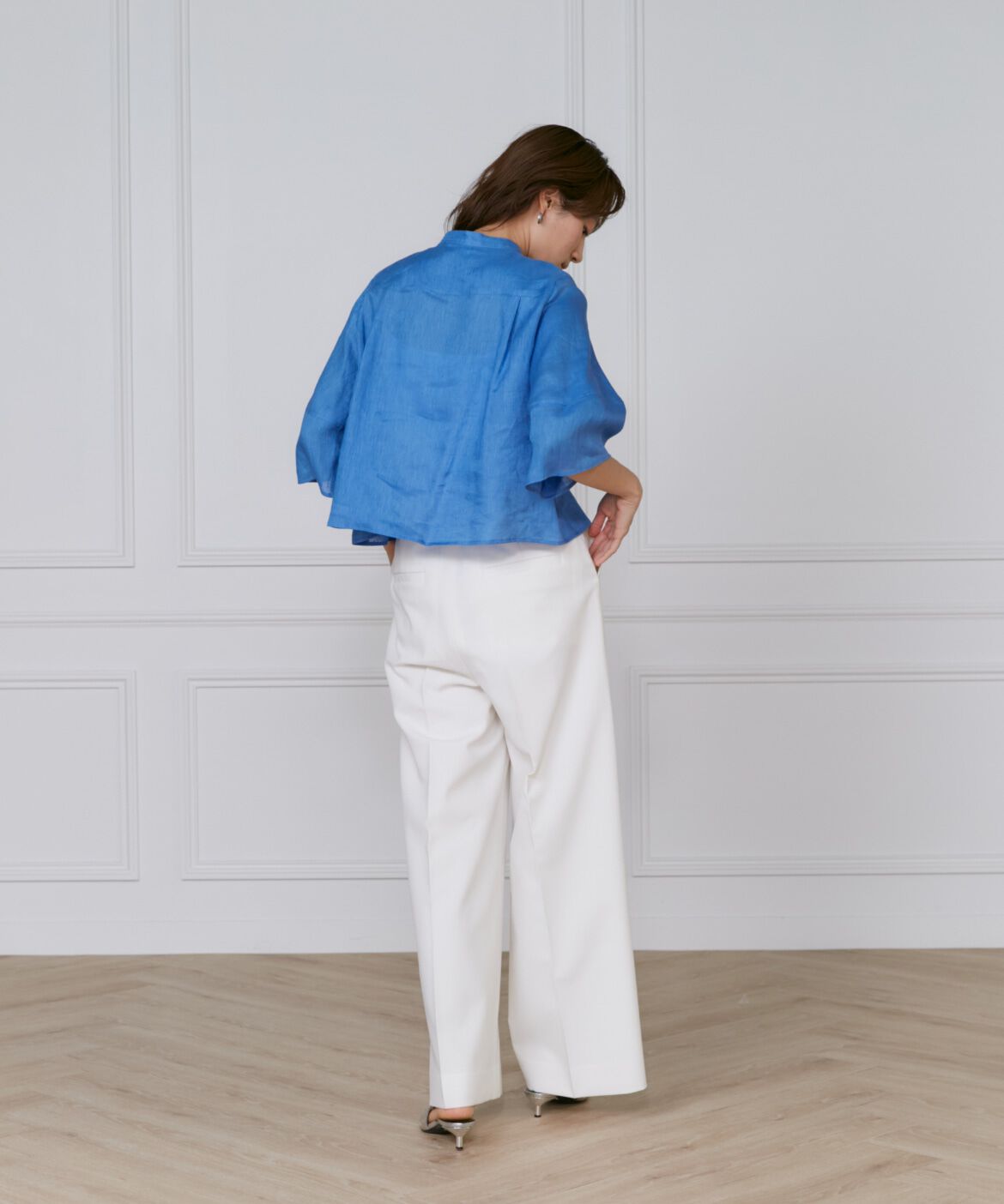 INED「《大きいサイズ》リネンコクーンスリーブブラウス」|シャツ・ブラウス|