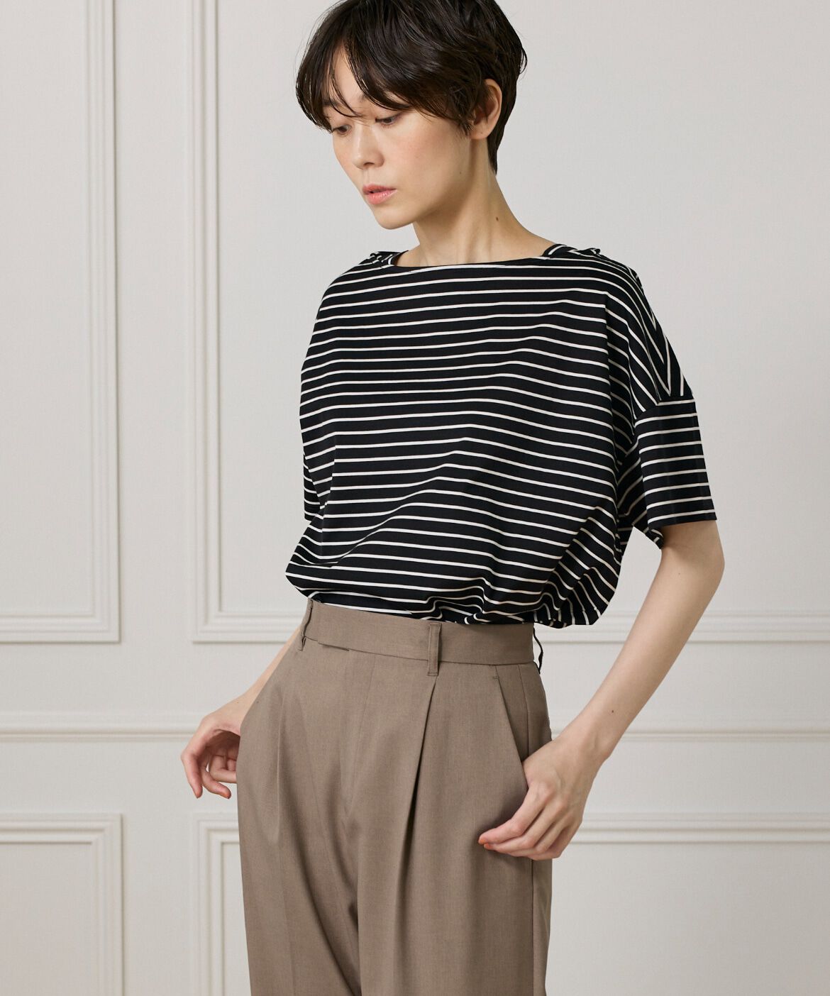 DAY by DAY it&rsquo;s international「ボートネックボーダーカットソー」|Tシャツ・カットソー|ブラック