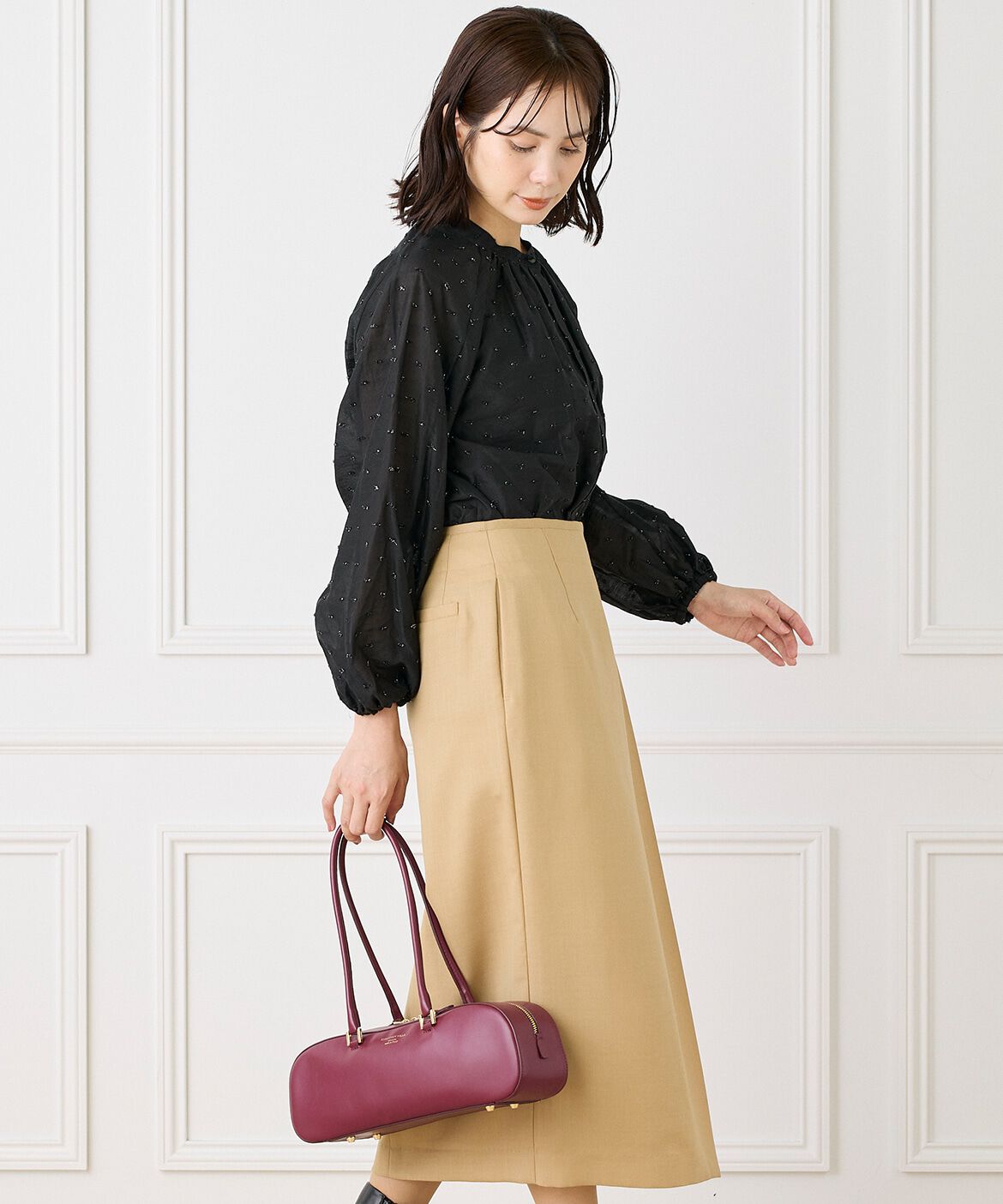 INED「ラメドットギャザーブラウス」|シャツ・ブラウス|