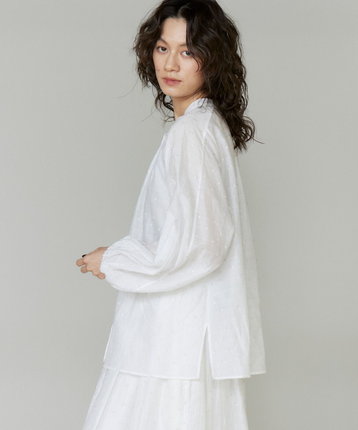 INED「ラメドットギャザーブラウス」|シャツ・ブラウス|