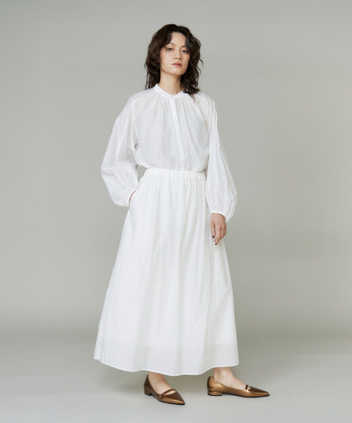 INED「ラメドットギャザーブラウス」|シャツ・ブラウス|