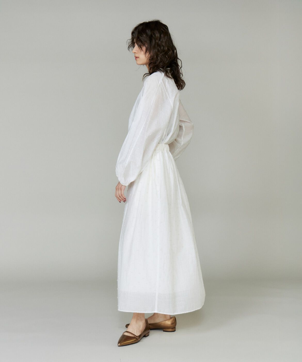 INED「ラメドットギャザーブラウス」|シャツ・ブラウス|