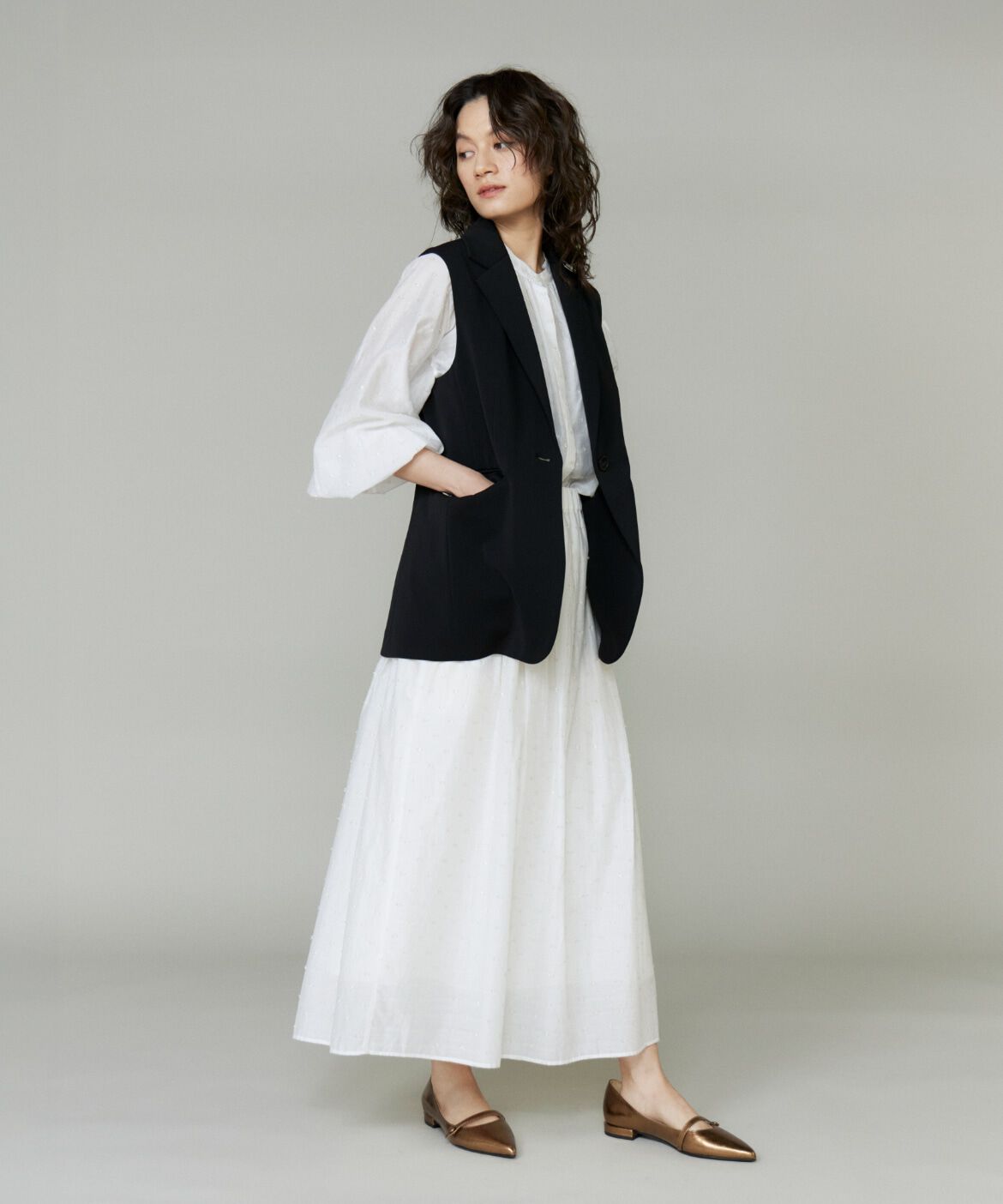 INED「ラメドットギャザーブラウス」|シャツ・ブラウス|