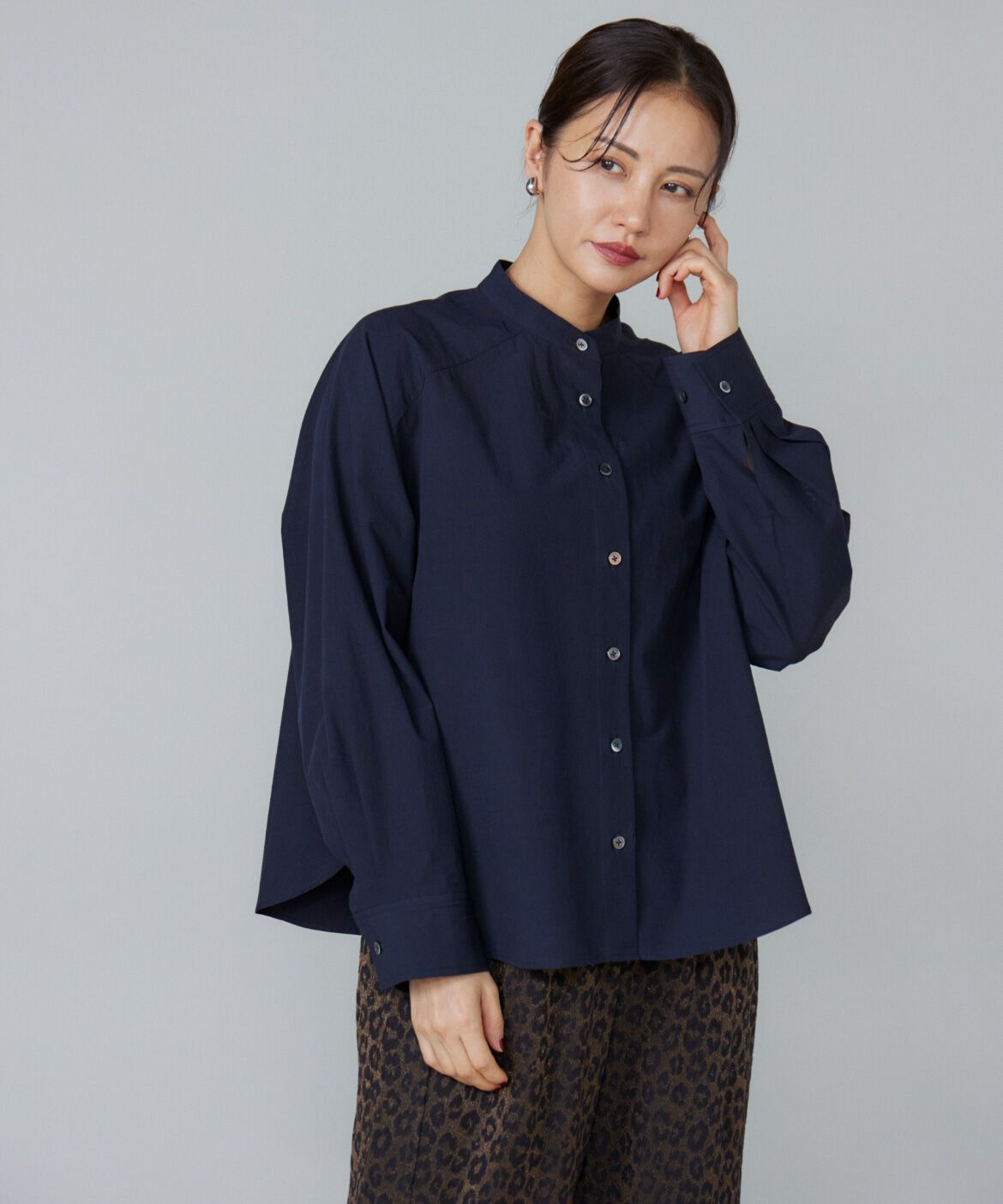 Le Souk「《大きいサイズ》バンドカラーシャツ」|シャツ・ブラウス|