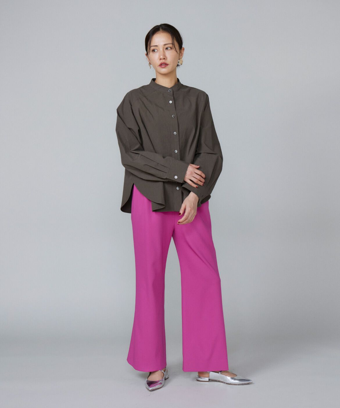 Le Souk「《大きいサイズ》バンドカラーシャツ」|シャツ・ブラウス|