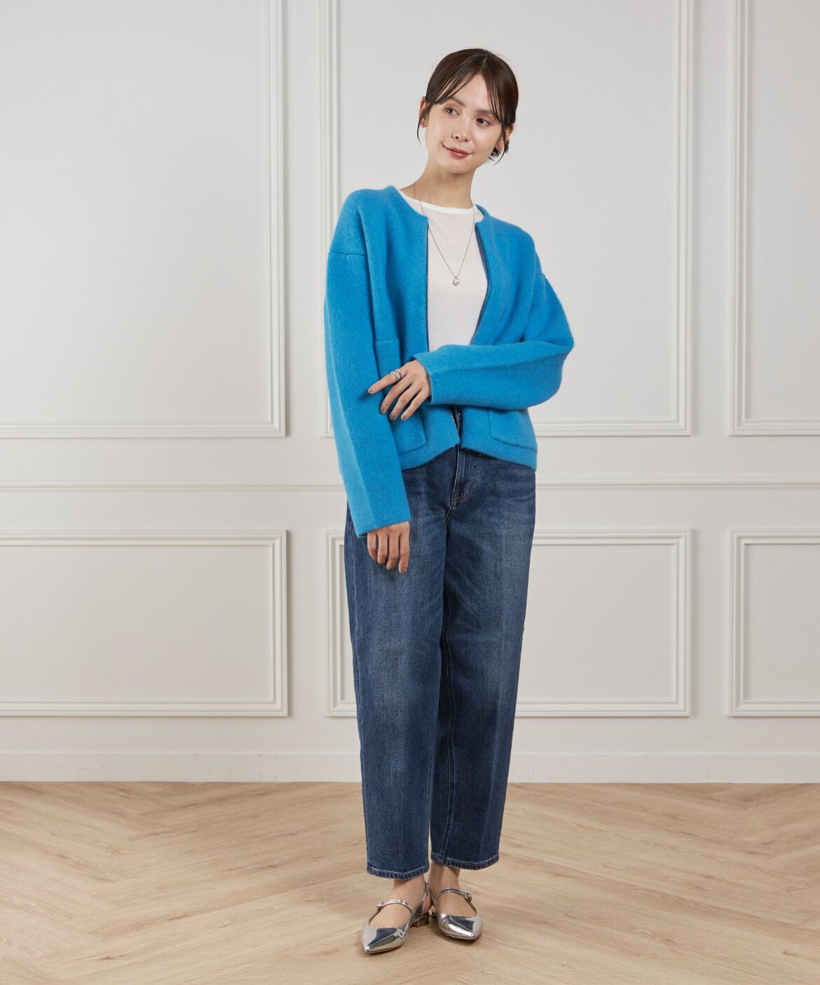 Le Souk「ラクーン接結編みニットブルゾン」|カーディガン|