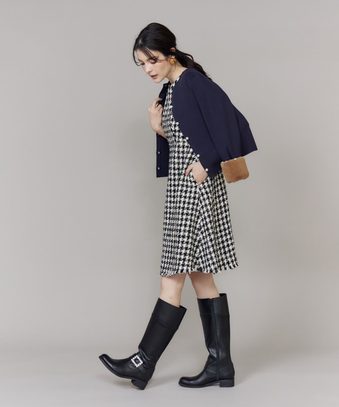 Maglie le cassetto「パールビジューロングブーツ」|ロングブーツ|