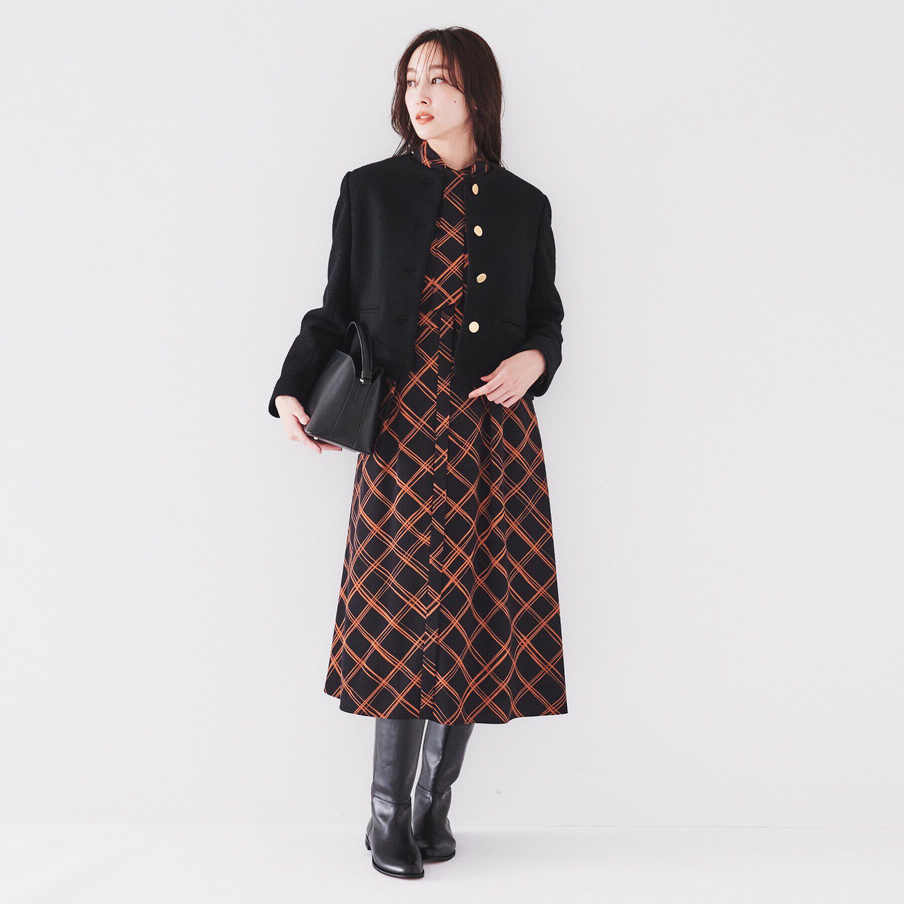 UNTITLED「【日本製/短ジャケ】ブークレークロップドジャケット」|ノーカラージャケット|