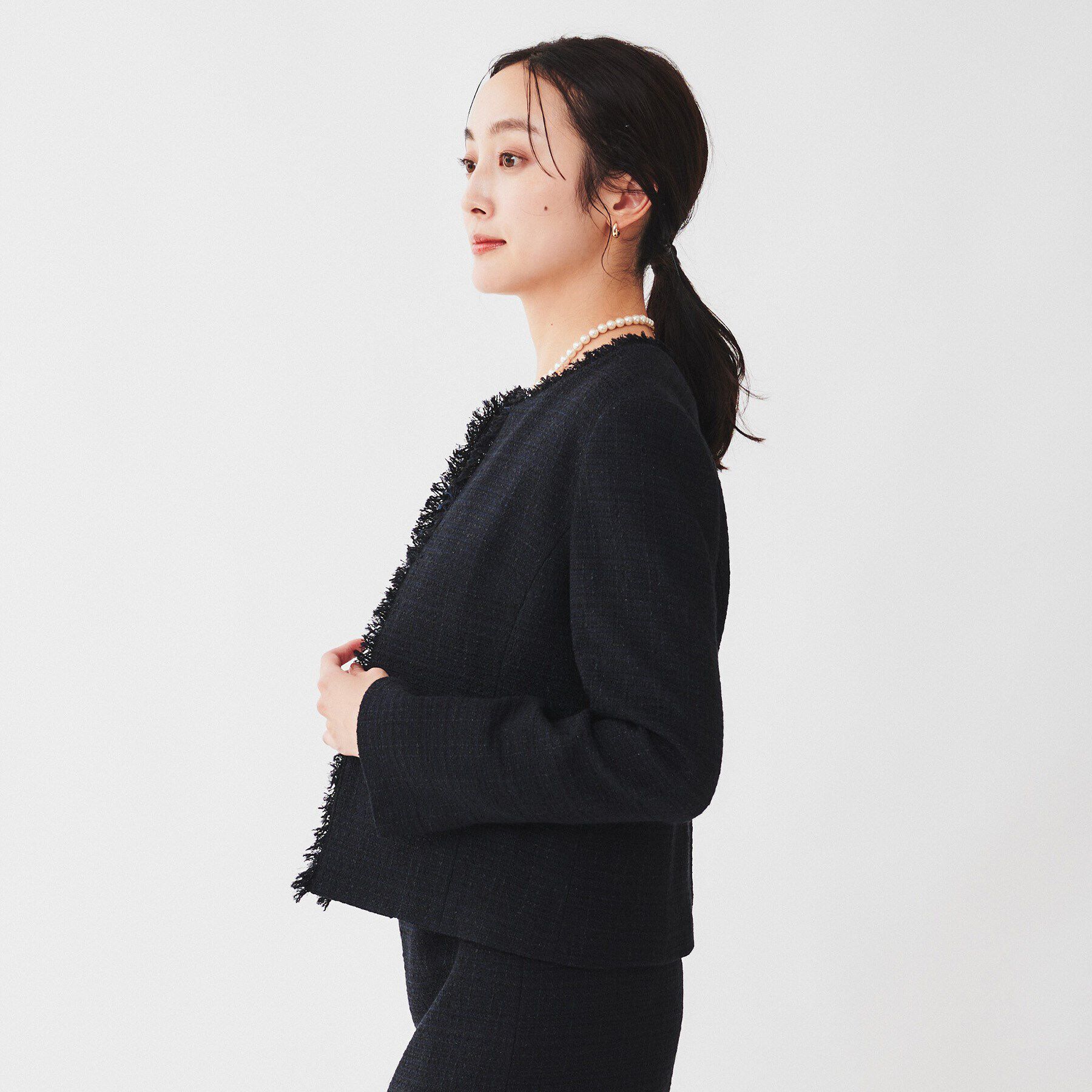 UNTITLED「【入卒/セレモニー/通勤】ラメツイード ノーカラージャケット」|ノーカラージャケット|