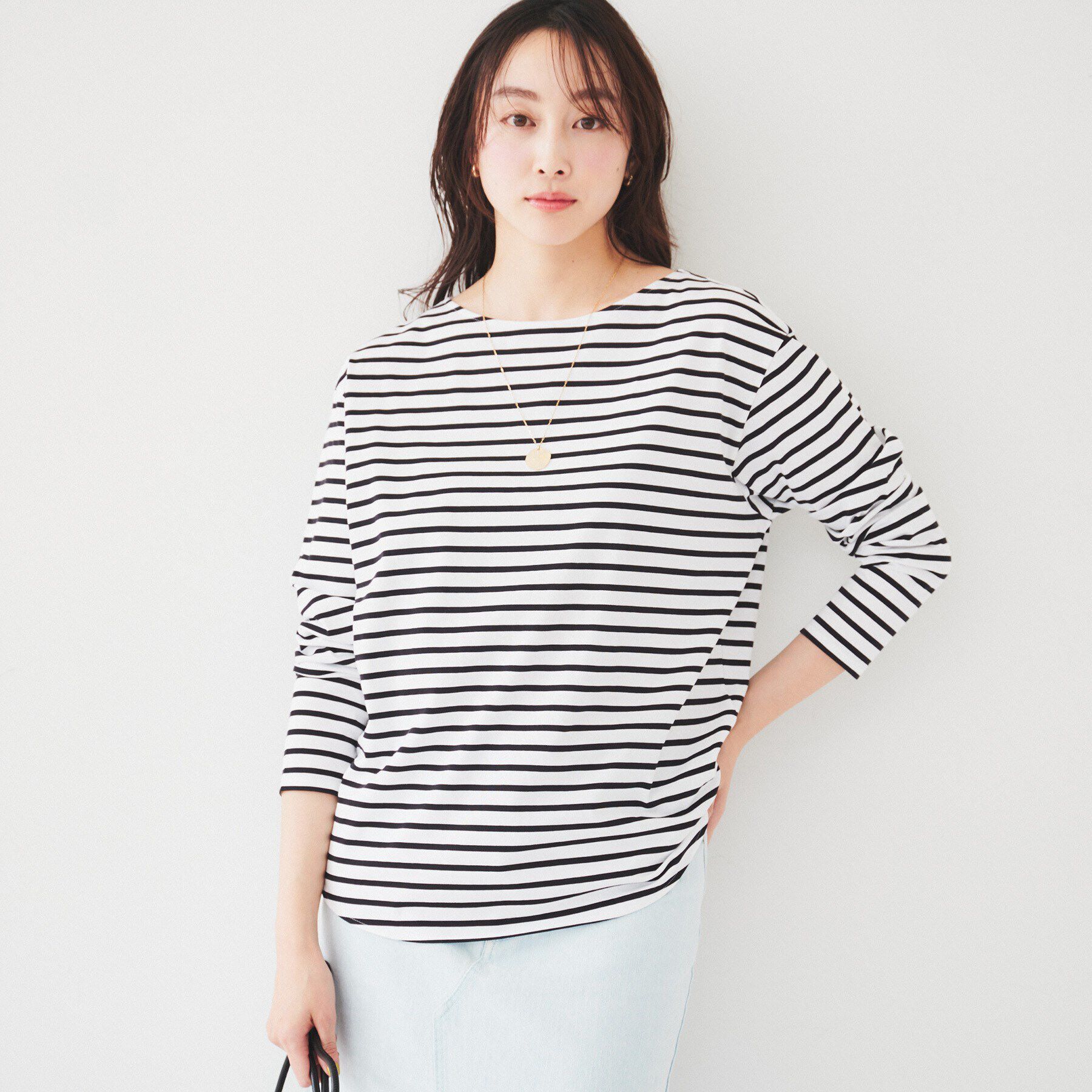 UNTITLED「【着回し/首元スッキリ】ボートネック天竺プルオーバー」|Tシャツ・カットソー|