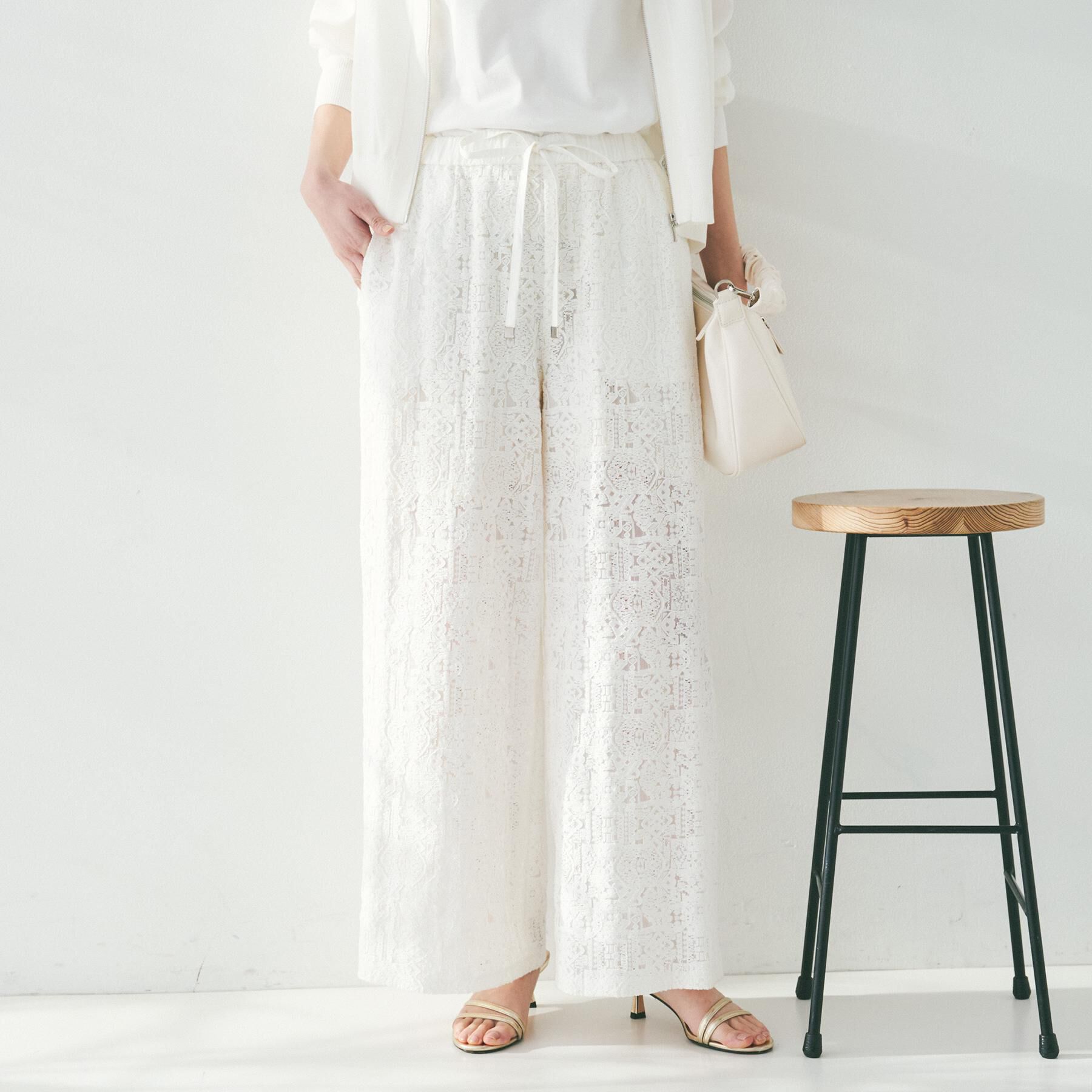 UNTITLED「【セットアップ可能/トレンド】クロシェ風レースワイドパンツ」|その他|