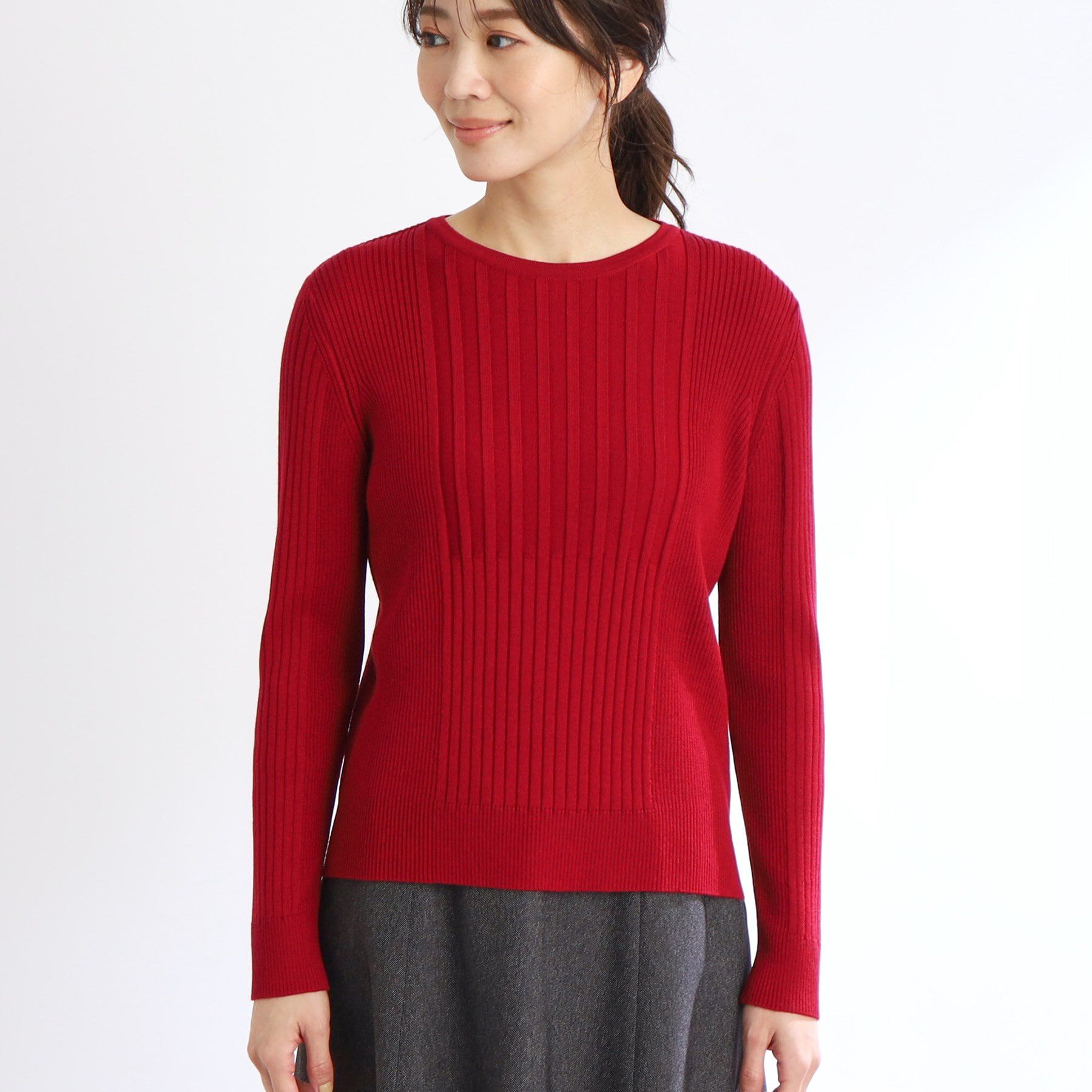 Reflect「【洗える】ラウンドネックリブニット」|ニット・セーター|