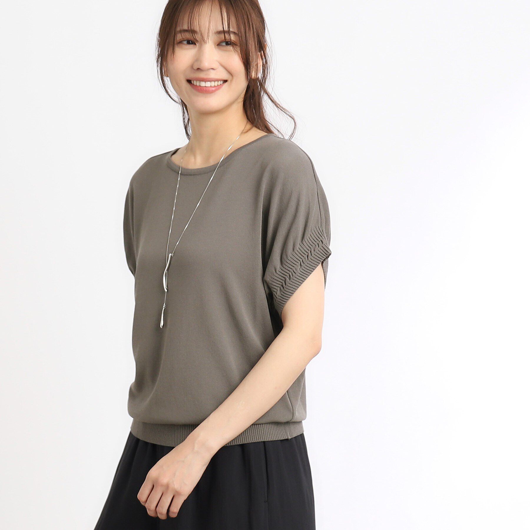 Reflect「【SALE／人気♪／WEB限定カラーあり／洗える／二の腕カバー◎】ボートネックニット」|ニット・セーター|チャコールグレー(0