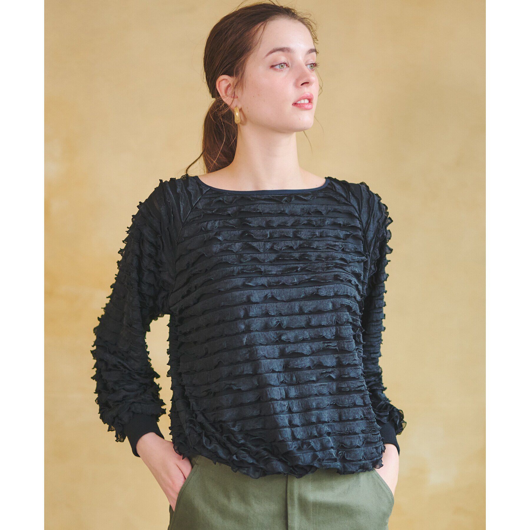 DRESSTERIOR「フリルジャージープルオーバー」|Tシャツ・カットソー|