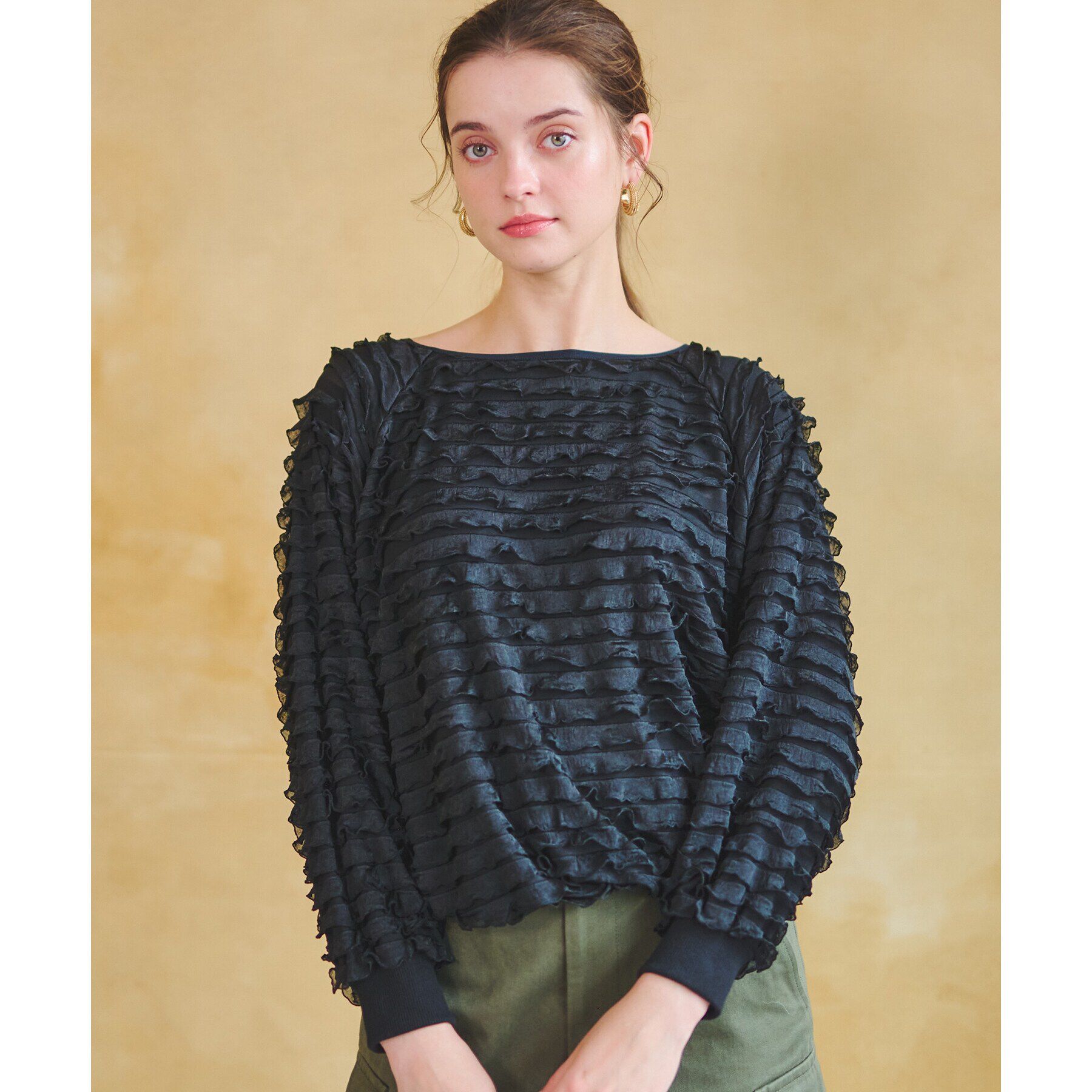 DRESSTERIOR「フリルジャージープルオーバー」|Tシャツ・カットソー|