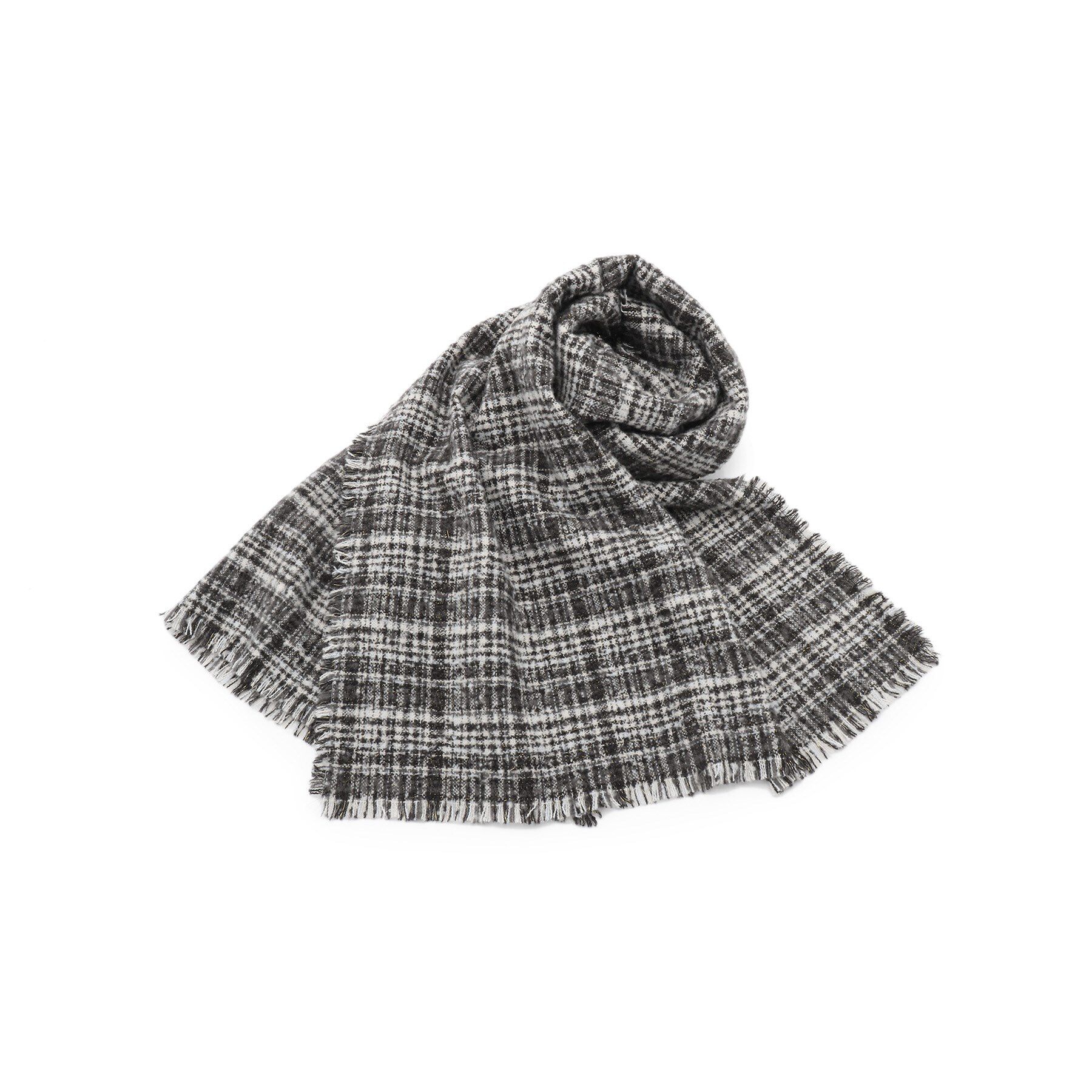 grove「ラメツイードチェックストール」|ストール|ブラック(219)