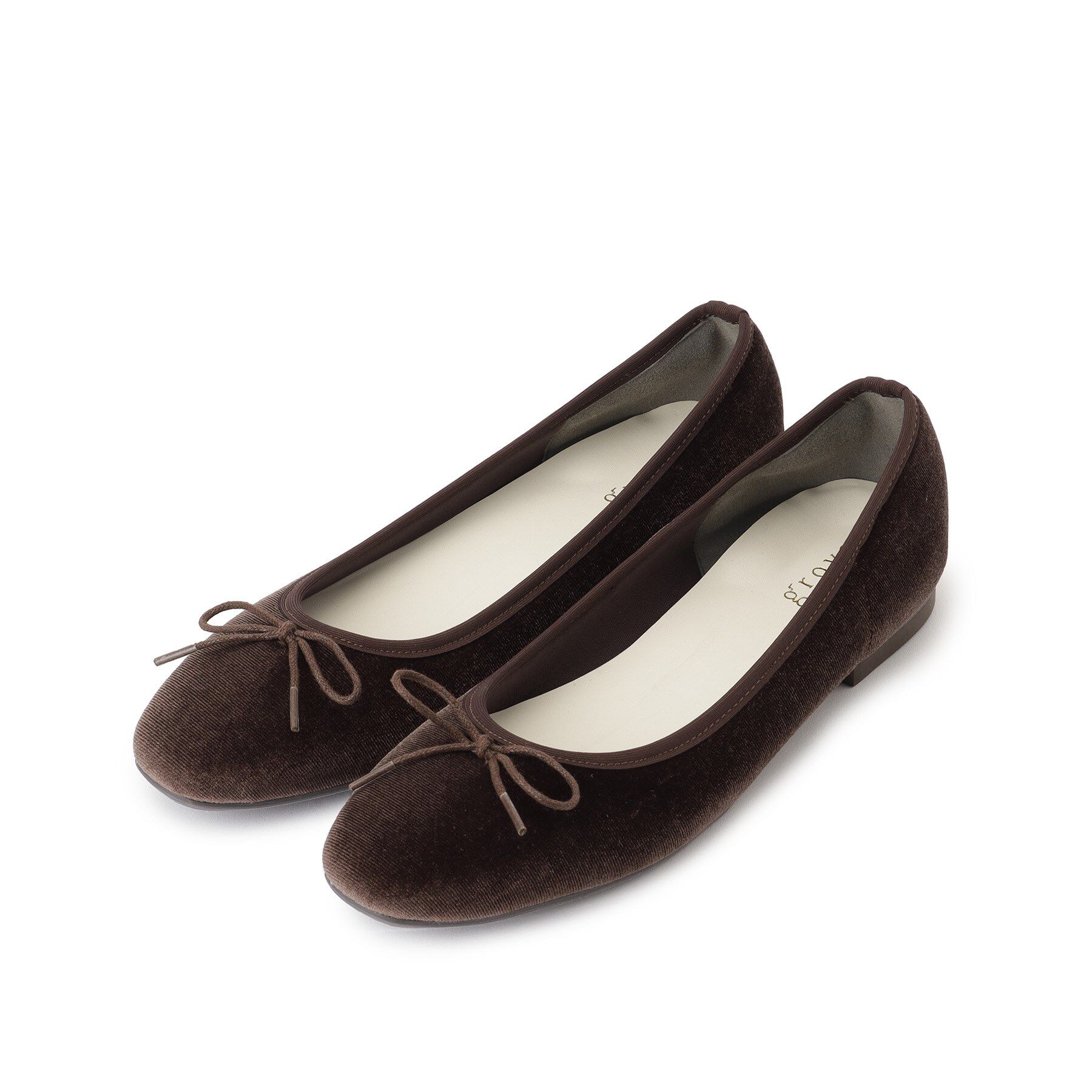 grove「【人間工学】つつまれフィットバレエシューズ （抗菌防臭加工裏地使用）」|その他|ベロアブラウン(44