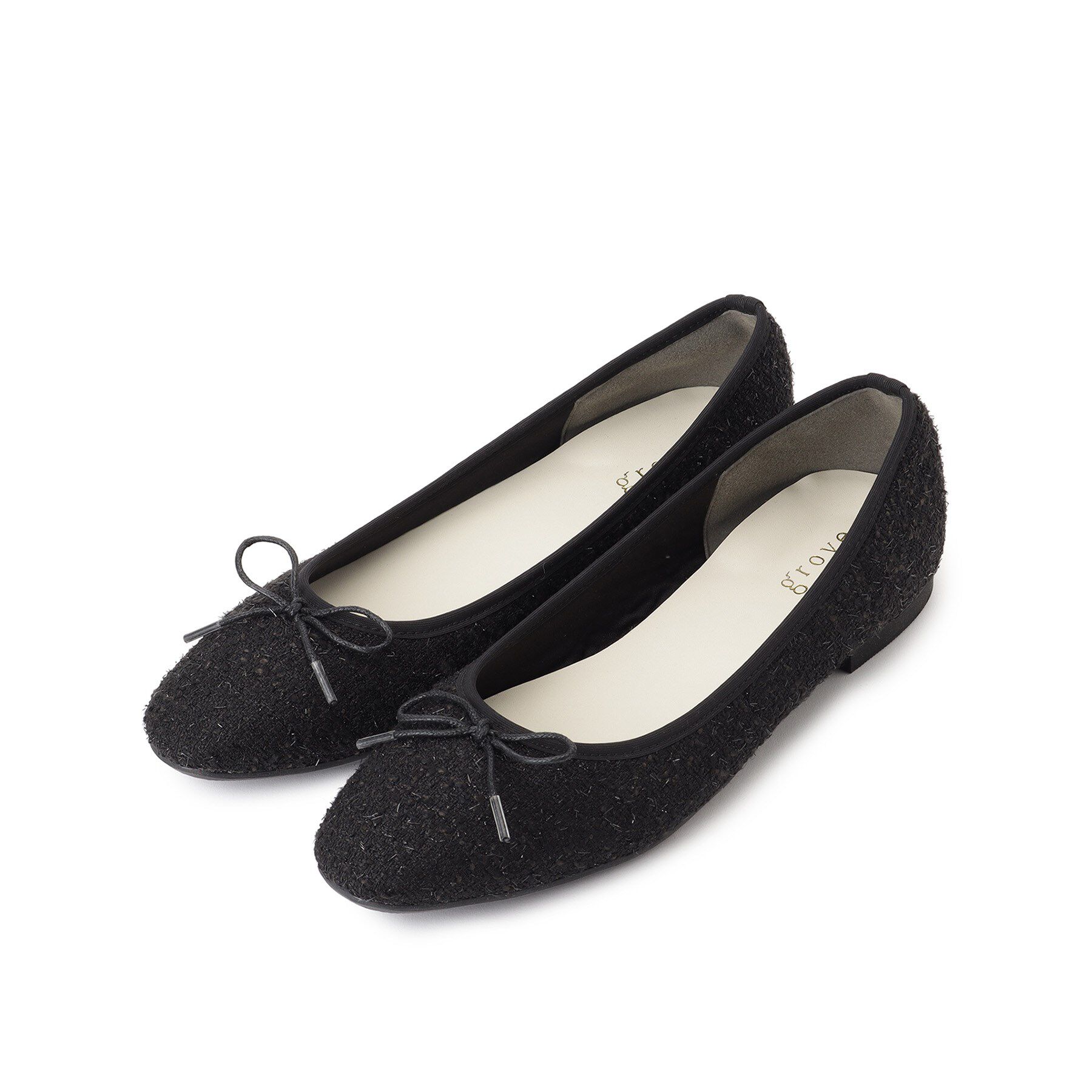 grove「【人間工学】つつまれフィットバレエシューズ （抗菌防臭加工裏地使用）」|その他|ツイードブラック(7