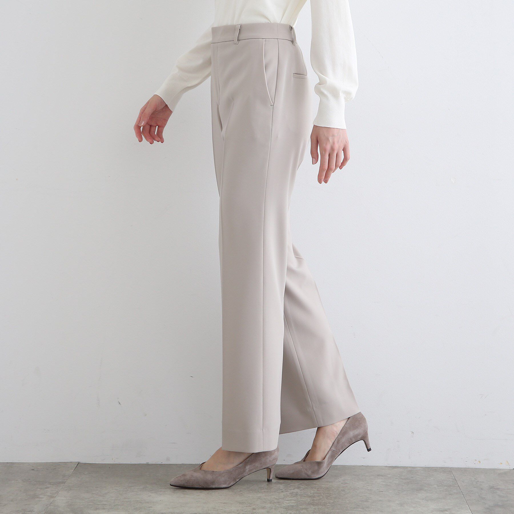 INDIVI「【洗える/日本製】ストレッチタックテーパードパンツ」|その他|