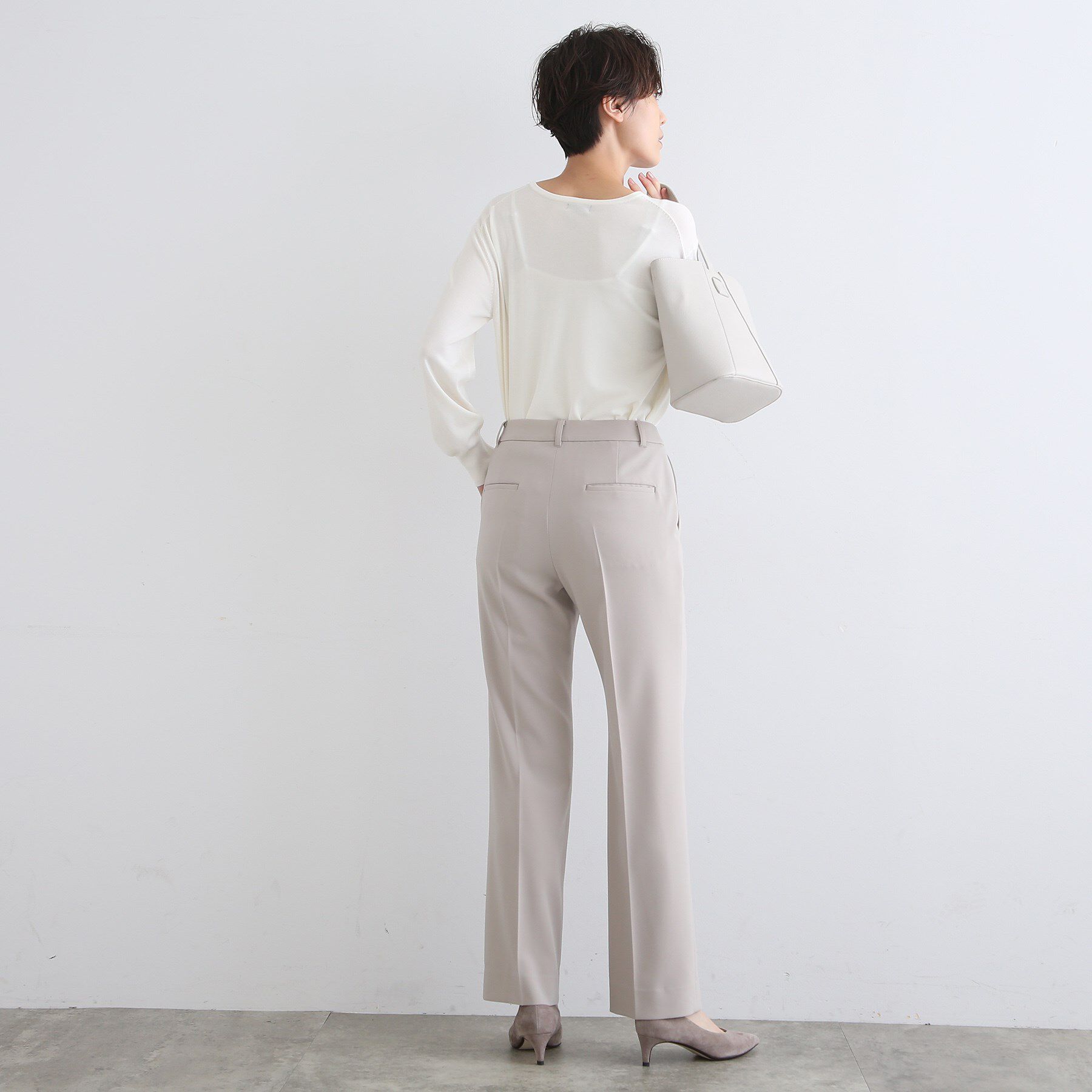 INDIVI「【洗える/日本製】ストレッチタックテーパードパンツ」|その他|