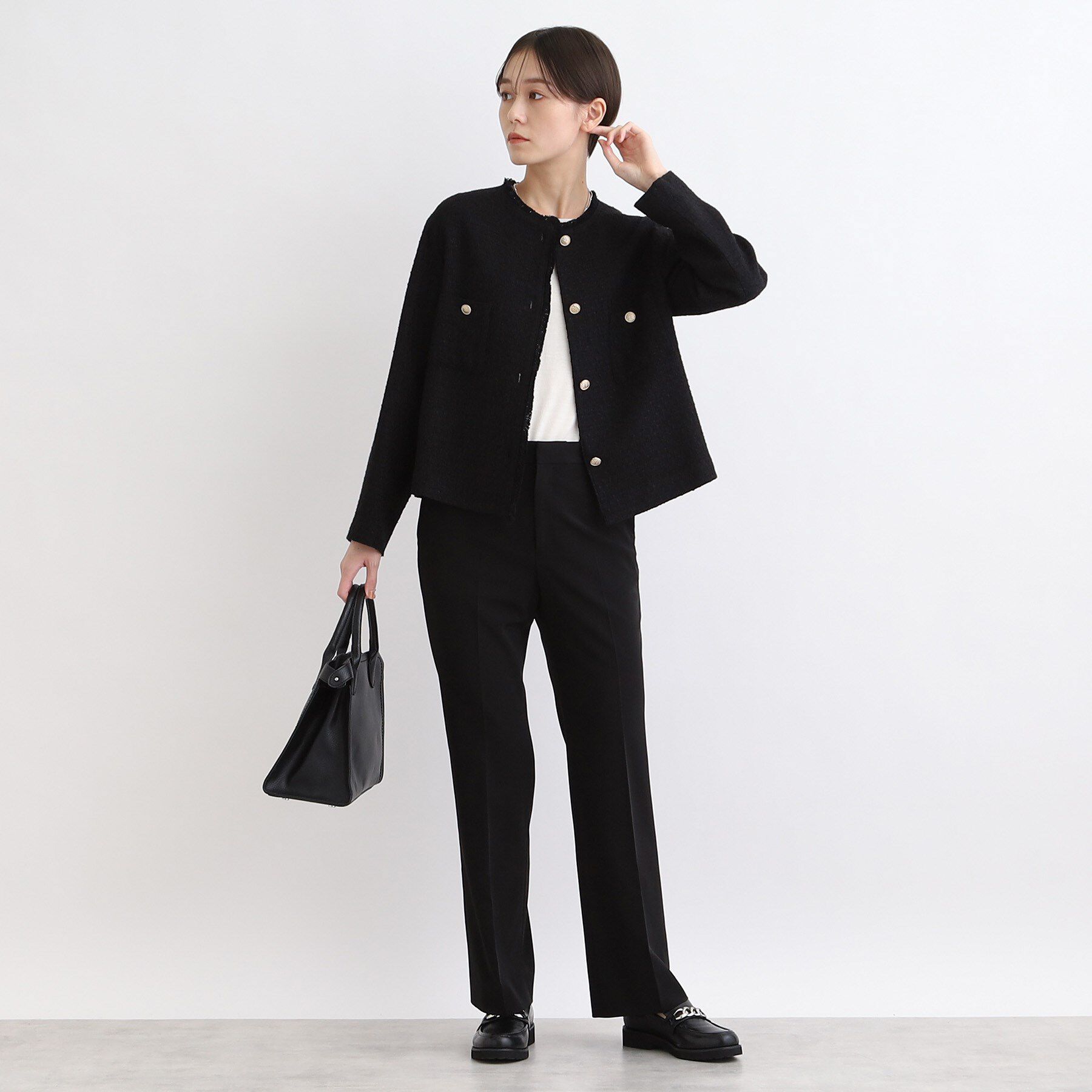 INDIVI「【洗える/日本製】ストレッチタックテーパードパンツ」|その他|