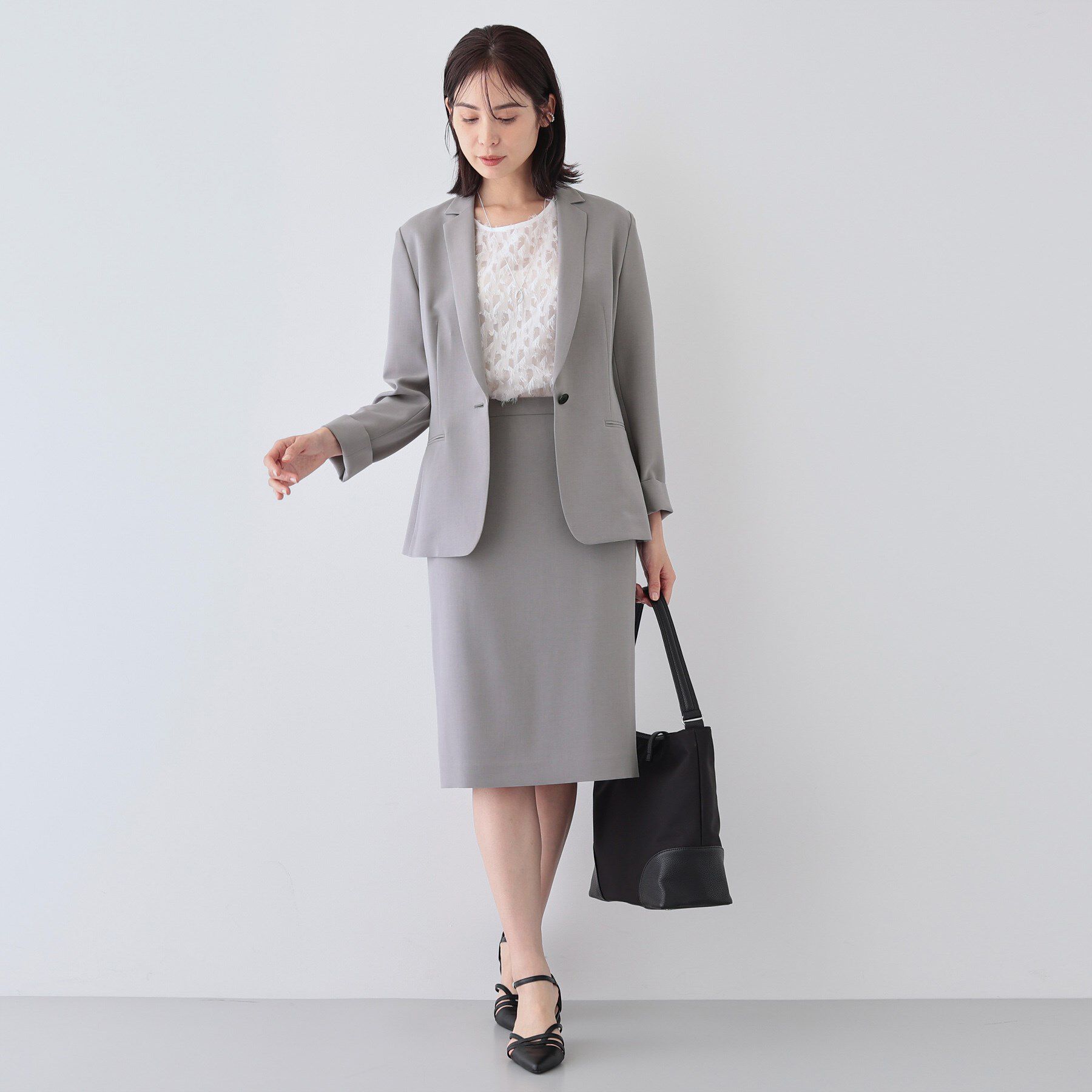 INDIVI「【定番スーツ／UVケア／洗える】ウール調テーラードジャケット」|スーツ|