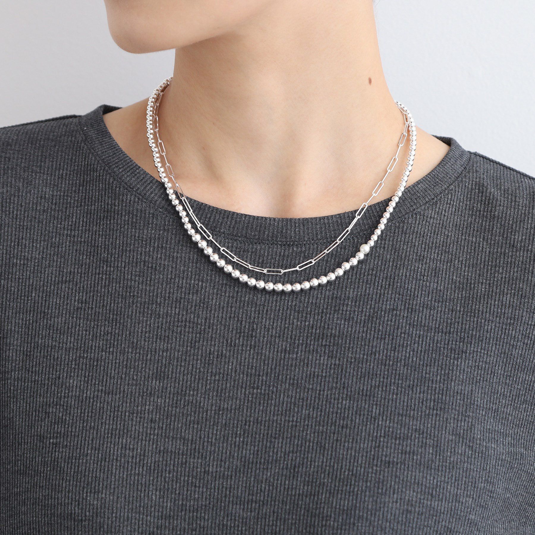 INDIVI「【マルチWAY】ボールミックスロングネックレス」|ネックレス|