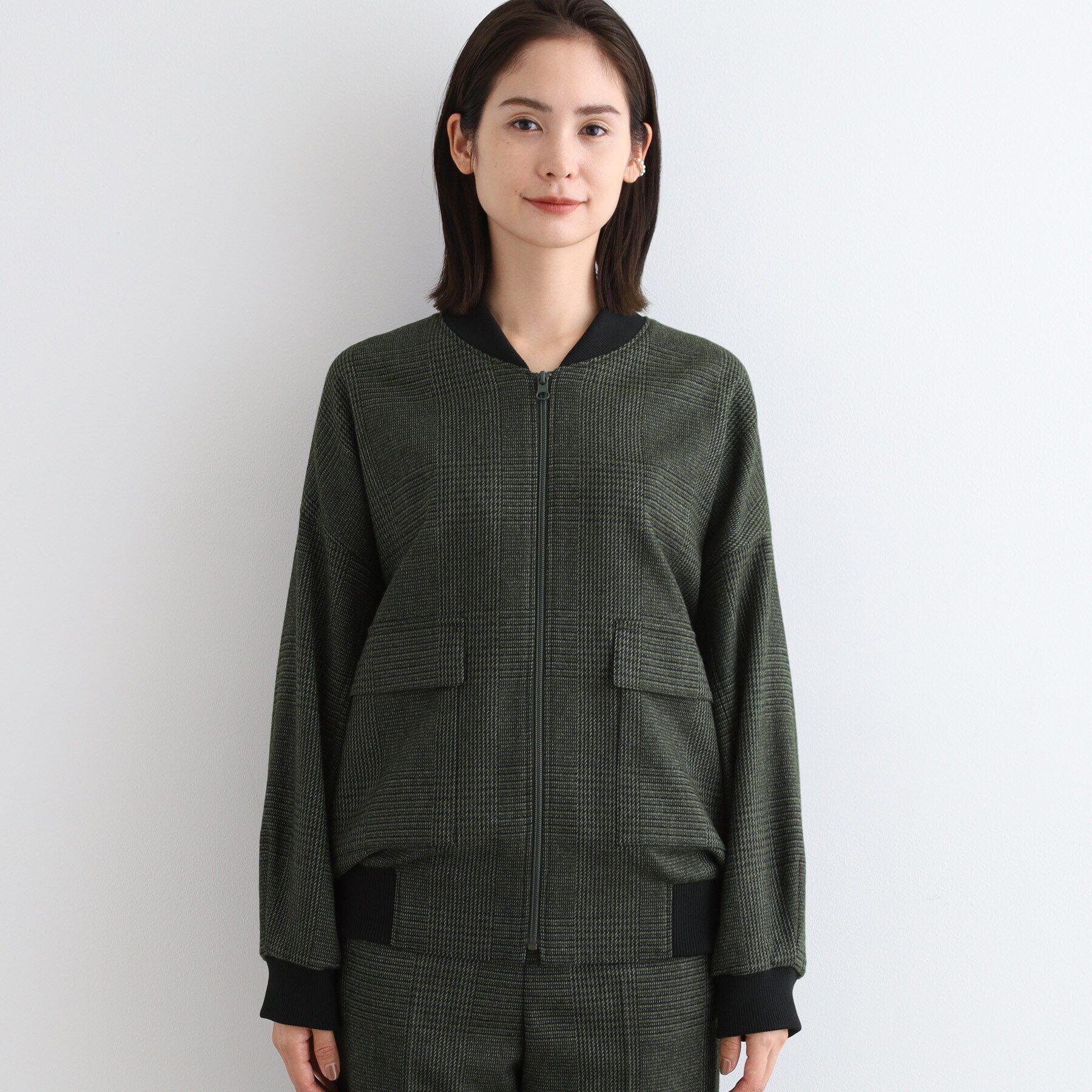 INDIVI「【日本製／SETUP可能】グレンチェックブルゾン」|ブルゾン・スタジャン|