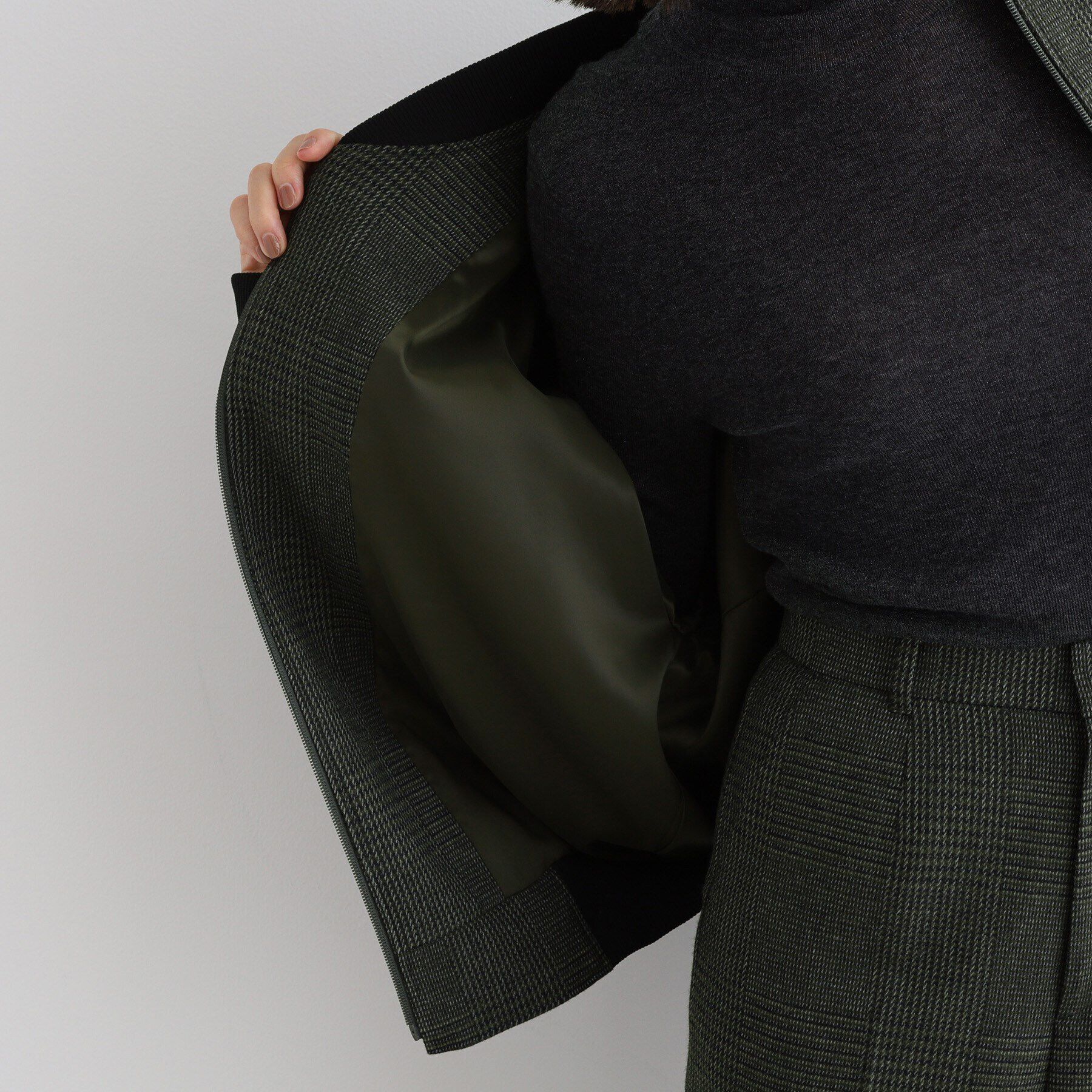 INDIVI「【日本製／SETUP可能】グレンチェックブルゾン」|ブルゾン・スタジャン|