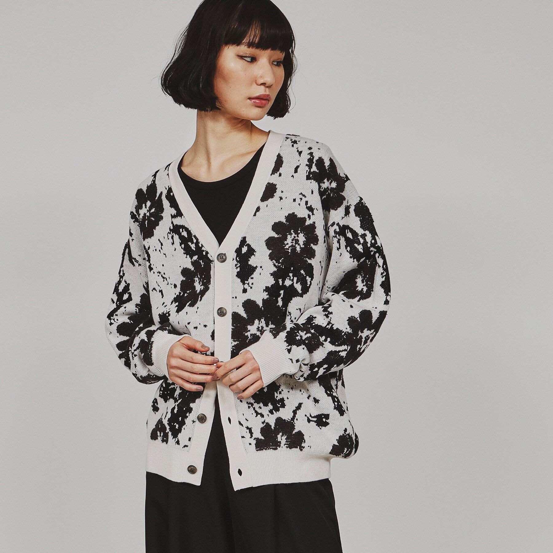 tk.TAKEO KIKUCHI「フラワージャカードカーディガン」|カーディガン|